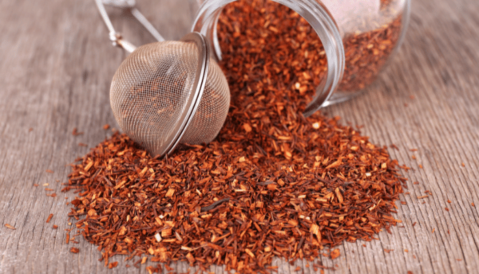 Rooibos tea dried with tea strainer