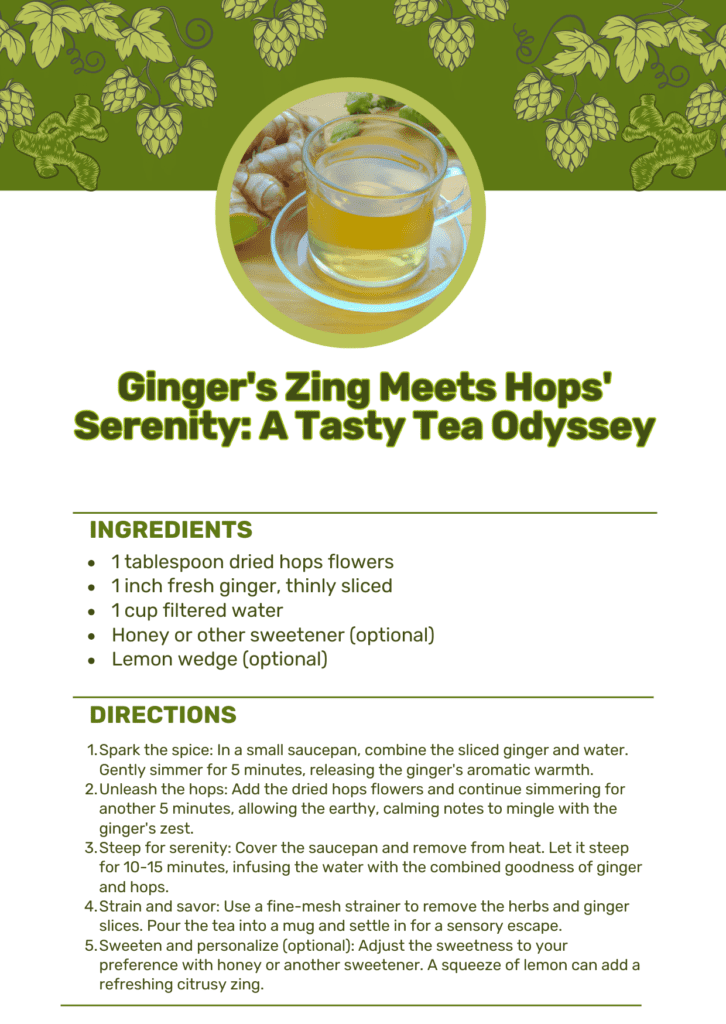 ginger and hops tea recipe card