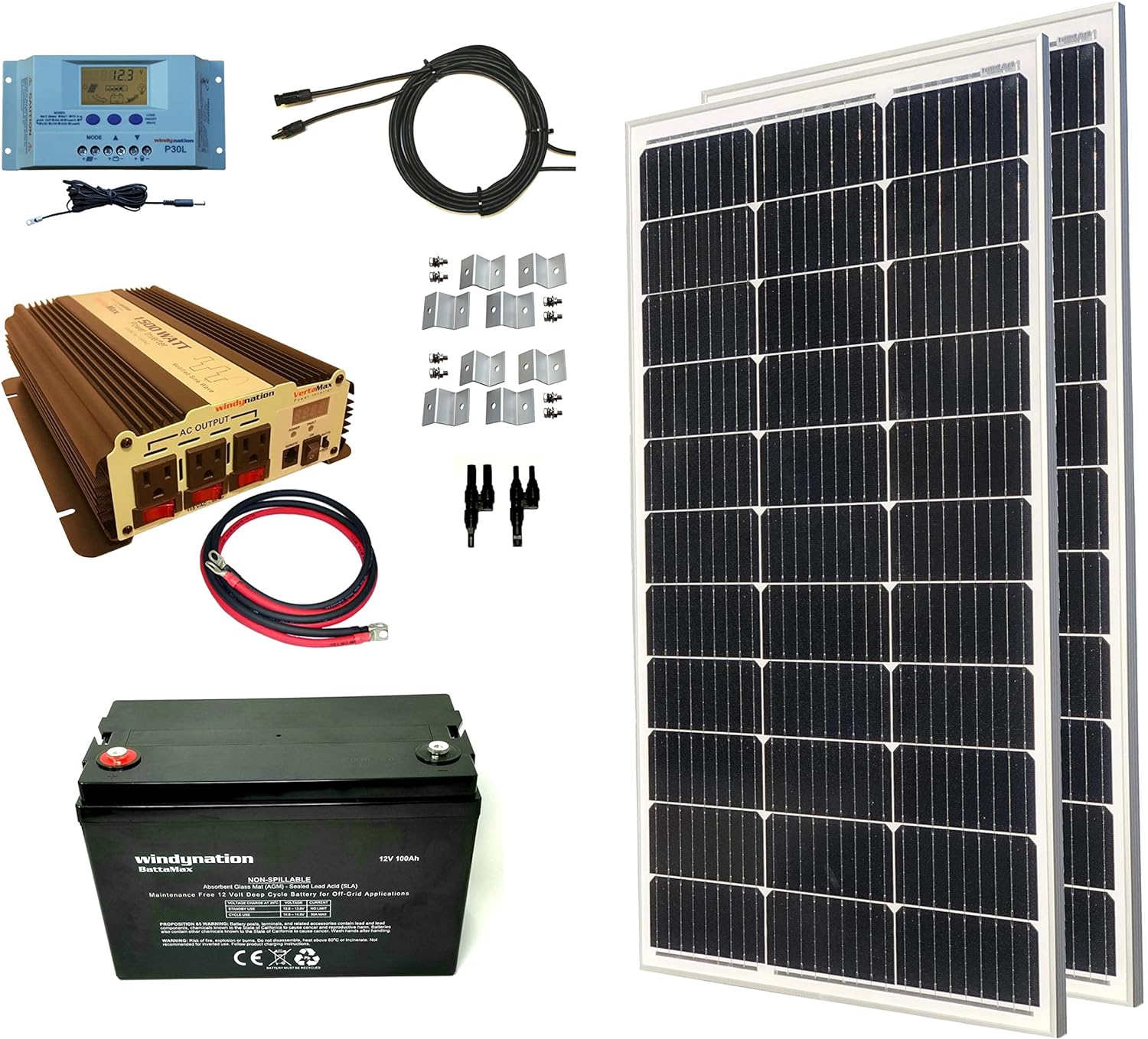 windy nation 100watt solar panel kit