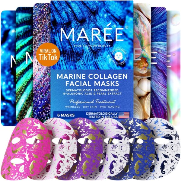 
MAREE Facial Masks with Marine Collagen & Hyaluronic Acid 