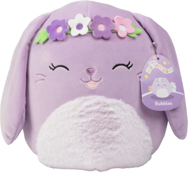Squishmallows 10-Inch Bubbles The Purple Bunny with Flower Crown